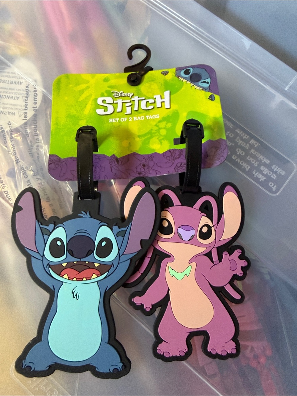 Disney Stitch Luggage Bag Tags - Blue & Purple Set